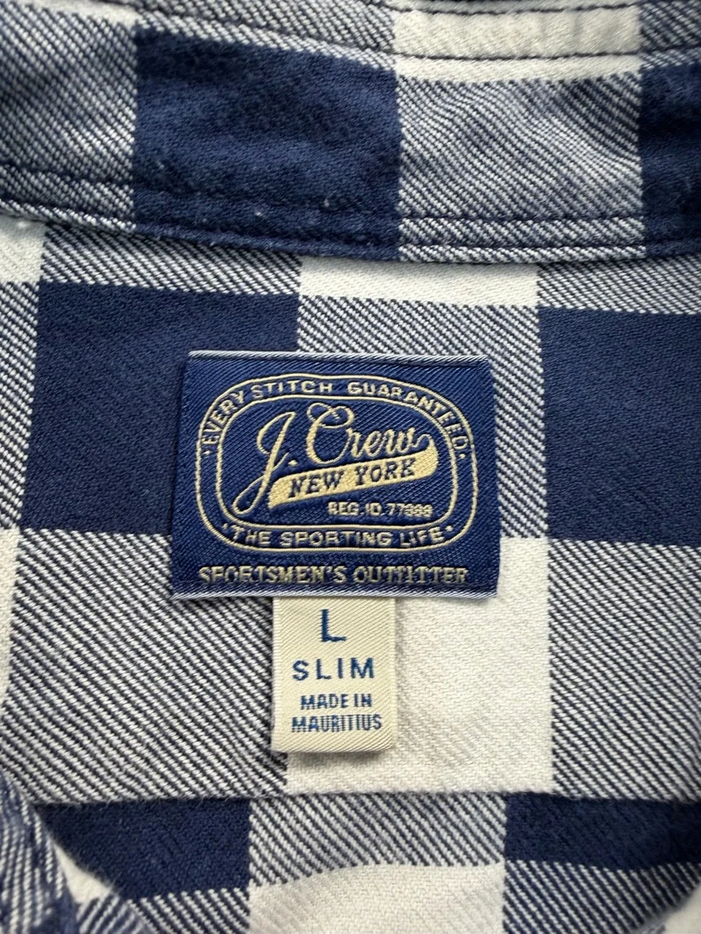 J. Crew Navy and White Buffalo Check Button-Down Shirt